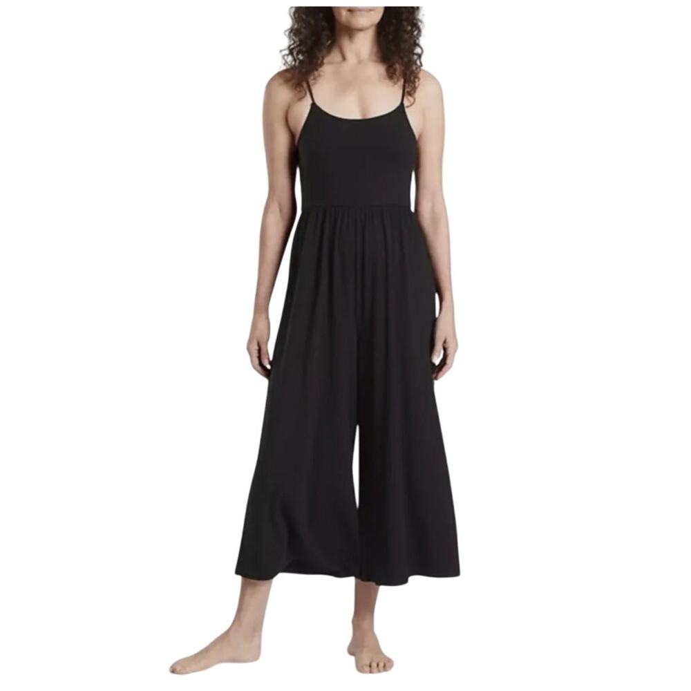 Athleta Women's Black Night Time Bliss Sleep Romper SZ Small Cozy Loungewear